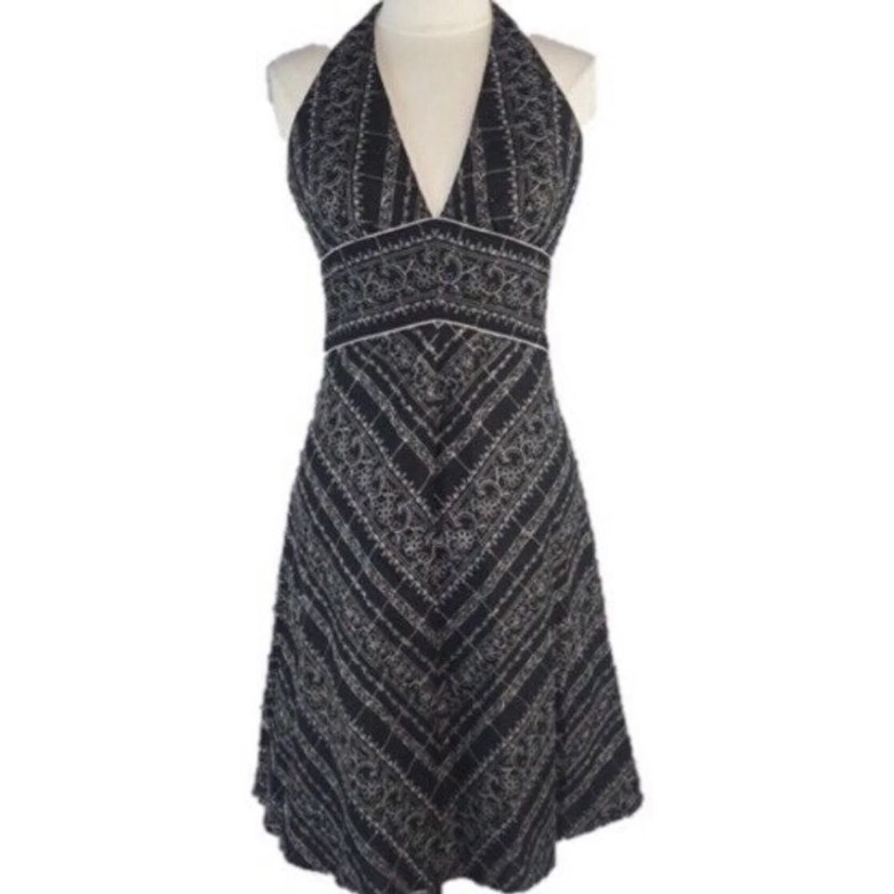 WHBM Halter Embroidered Dress Black Size 0